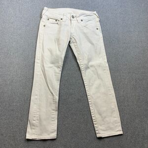 True Religion Jeans Womens 26 White Kate Crop Ankle Low Rise 5 Pocket Denim Y2K
